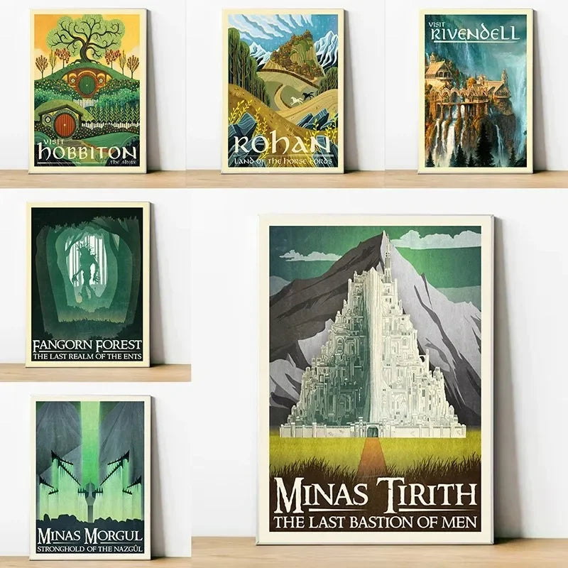 Lord of the Rings Middle-Earth Vintage Canvas Wall Art Print