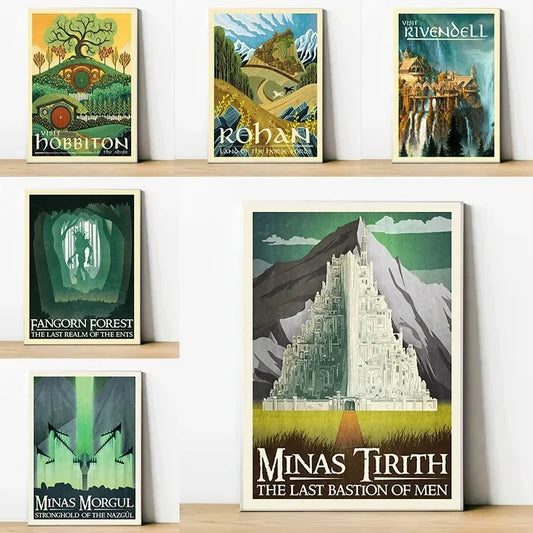 Lord of the Rings Middle-Earth Vintage Canvas Wall Art Print Canvas Wall Art Peaceful Pleasures Health and Wellness