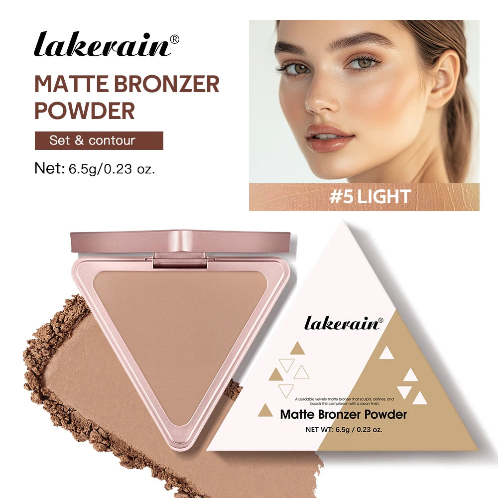 Lakerain Matte Bronzer Powder Long Lasting Makeup Effect Waterproof Sweatproof Setting Powder Oil Control Bronzer Face Makeup Peaceful Pleasures Health and Wellness LIGHT