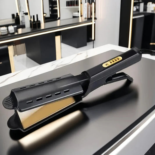 Four-temperature adjustable ceramic tourmaline ion flat iron wide panel professional styling tool for hair straighteners Peaceful Pleasures Health and Wellness