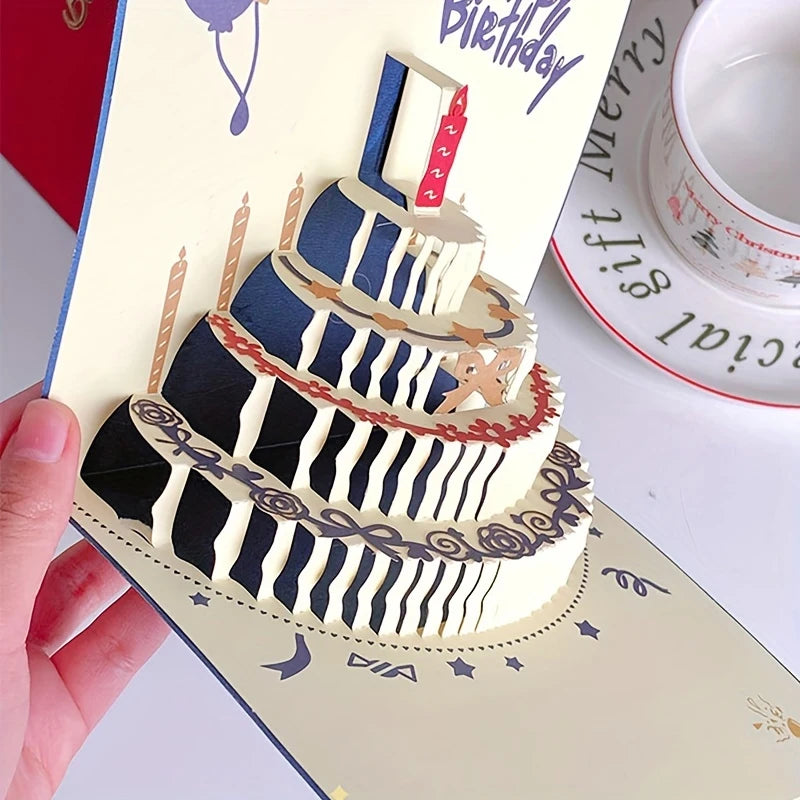 3D Pop-Up Birthday Cake Greeting Card with Envelope Pop-Up Greeting Card Peaceful Pleasures Health and Wellness