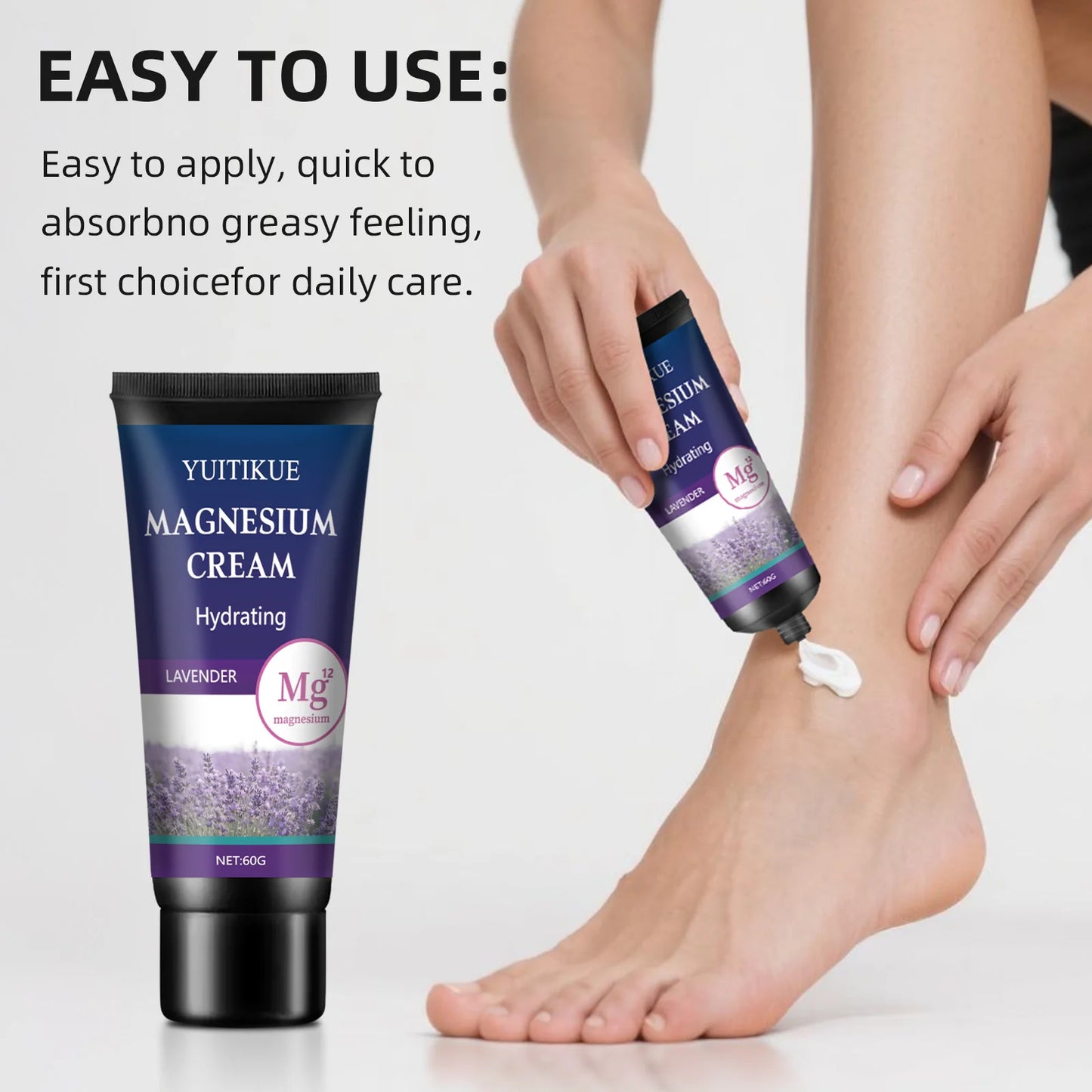 YUITIKUE Magnesium Cream 60g | Joint & Muscle Relief, Lavender Magnesium Body Cream Peaceful Pleasures Health and Wellness