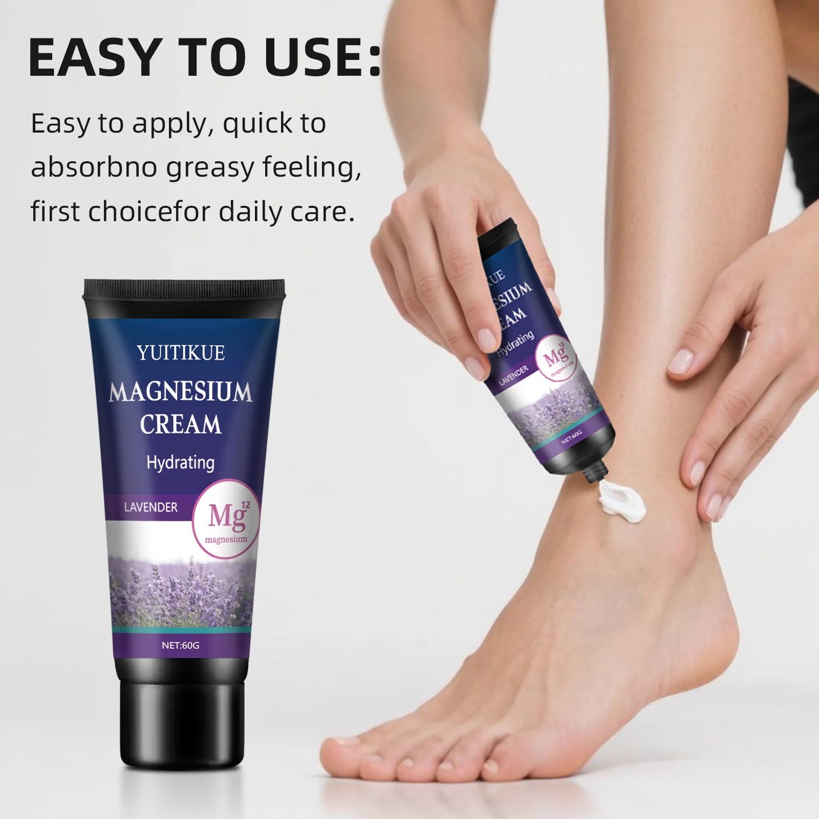 YUITIKUE Magnesium Cream 60g | Joint & Muscle Relief, Lavender Magnesium Body Cream Peaceful Pleasures Health and Wellness