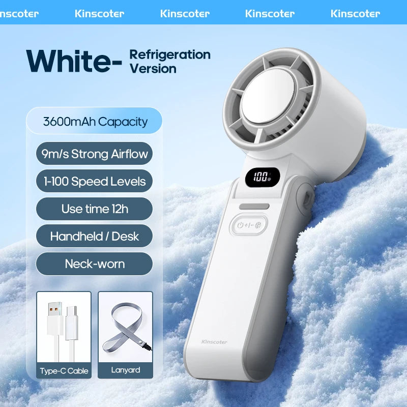 Portable Cooling Handheld Fan – 3600mAh, 100 Speeds, Foldable