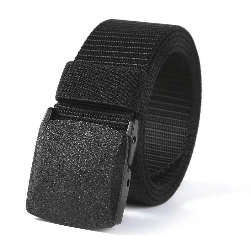 Canvas Nylon Tactical Belt Non-metallic Anti Allergy Ideal For Outdoor Training Security Check And Daily Pants Wearing Use Peaceful Pleasures Health and Wellness black 120cm