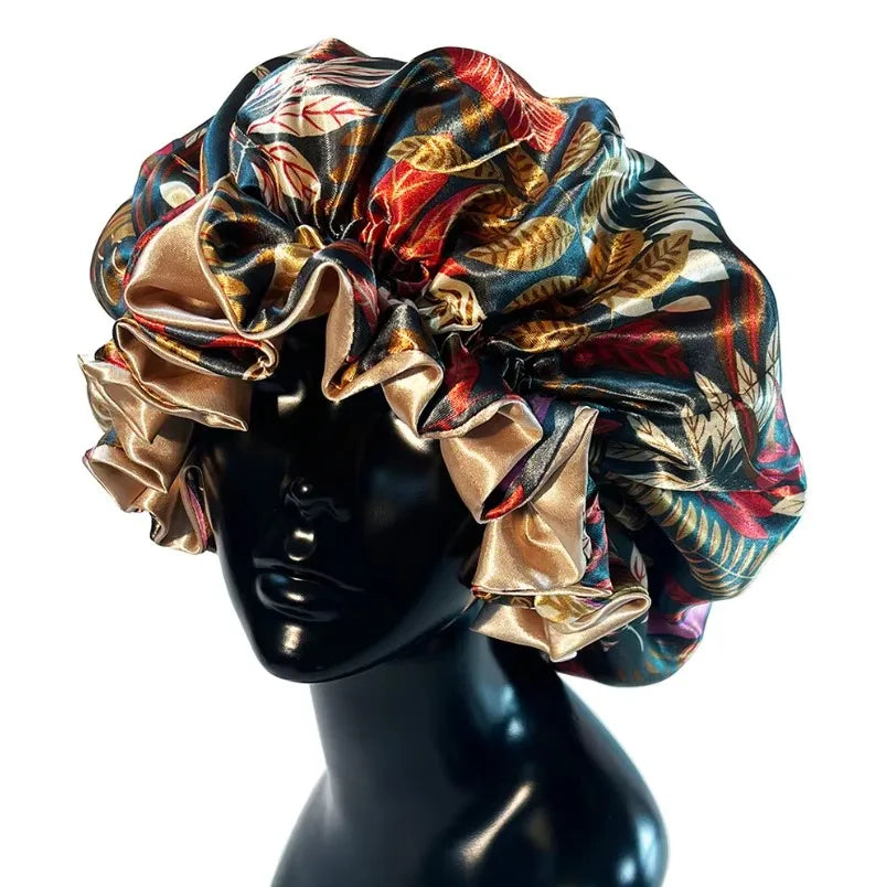 Large Satin Sleep Bonnet Cap – Silky Night Hair Cover Women