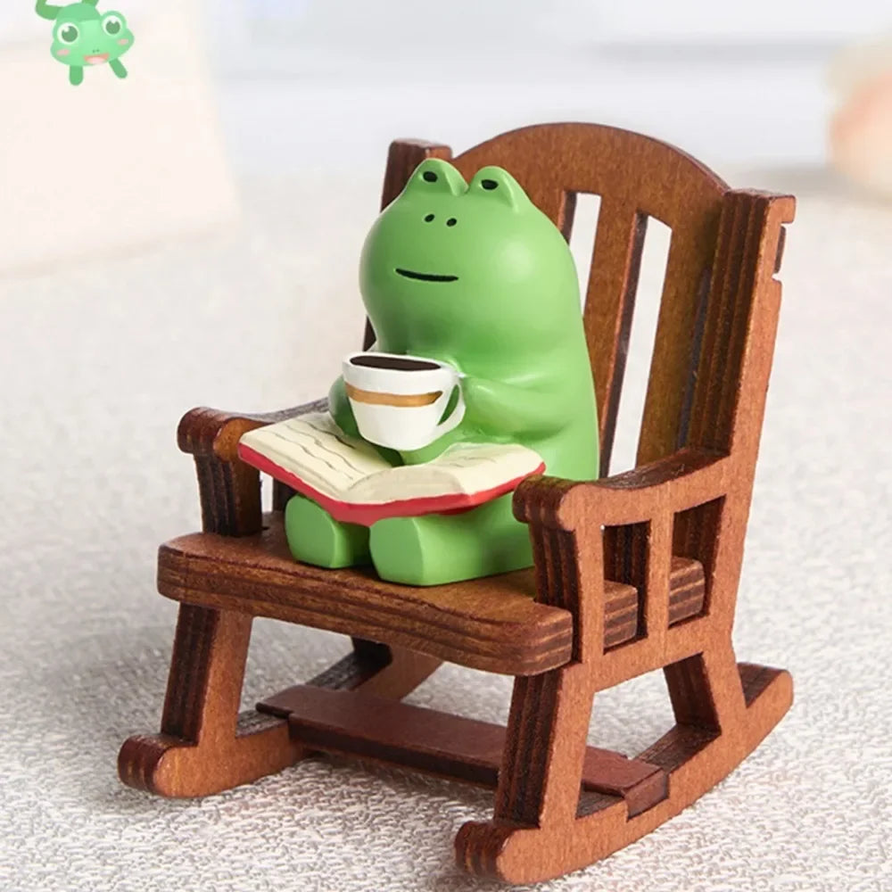 Cute Frog Rocking Chair Resin Figurine | Desk & Car Decor