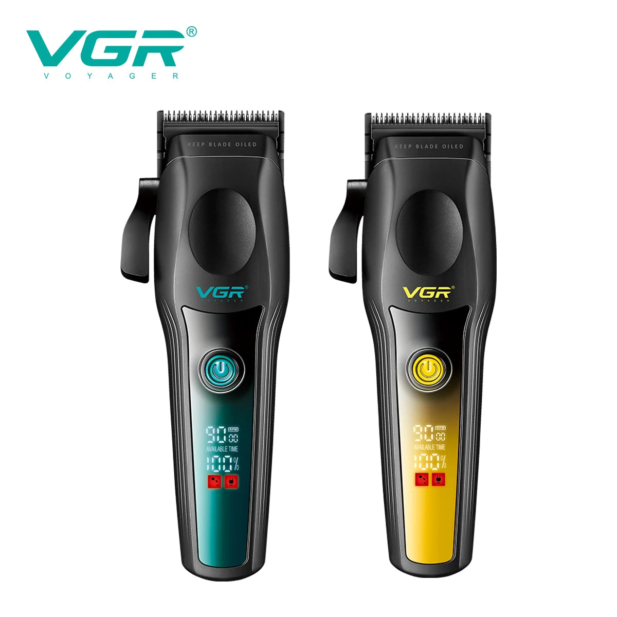 VGR New High end Hair Clipper Metal Body Titanium Alloy Sharp Blade Hair Trimmer LCD Intelligent Digital Shaving Machine V-195 Peaceful Pleasures Health and Wellness