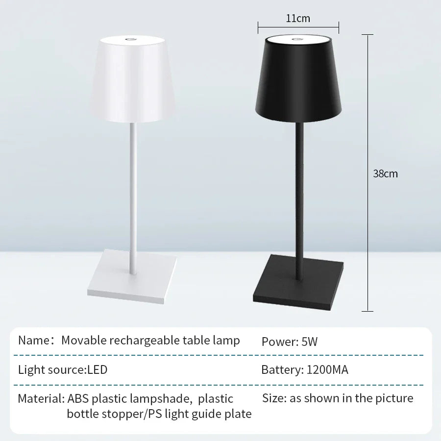 Rechargeable LED Touch Table Lamp – 3 Levels Dimmable