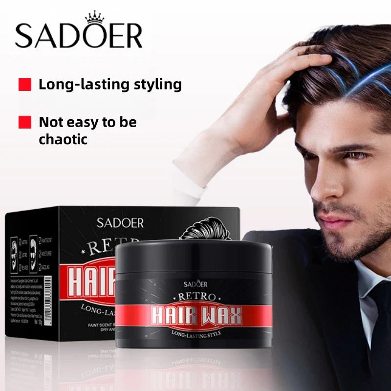 SADOER Men's Vintage Hair Wax Clay – Strong Hold, 100g