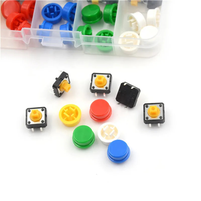 25pcs/Set Momentary Tactile Push Button Touch Micro Switch 4P PCB Caps 12x12x7.3mm Peaceful Pleasures Health and Wellness