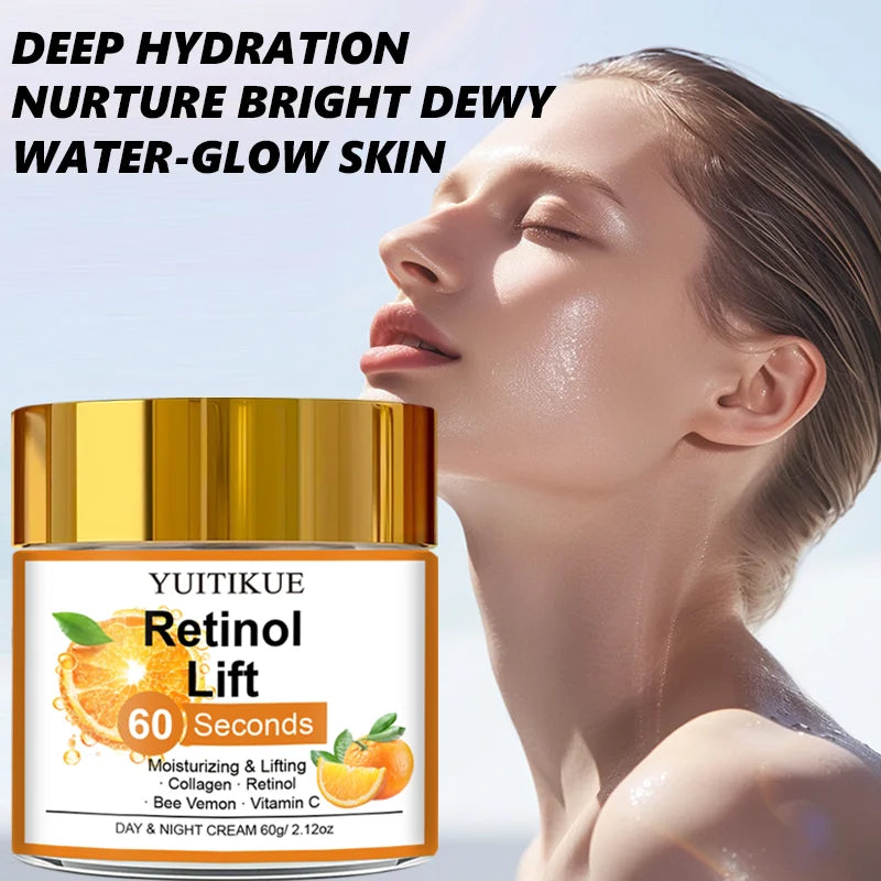 YUITIKUE 60 Seconds Retinol Lift Cream 60g with Collagen & Vitamin C, Moisturizing & Lifting Day & Night Cream Peaceful Pleasures Health and Wellness