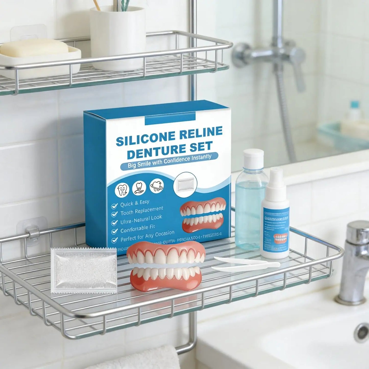 Silicone Reline Denture Set for Natural False Teeth Peaceful Pleasures Health and Wellness