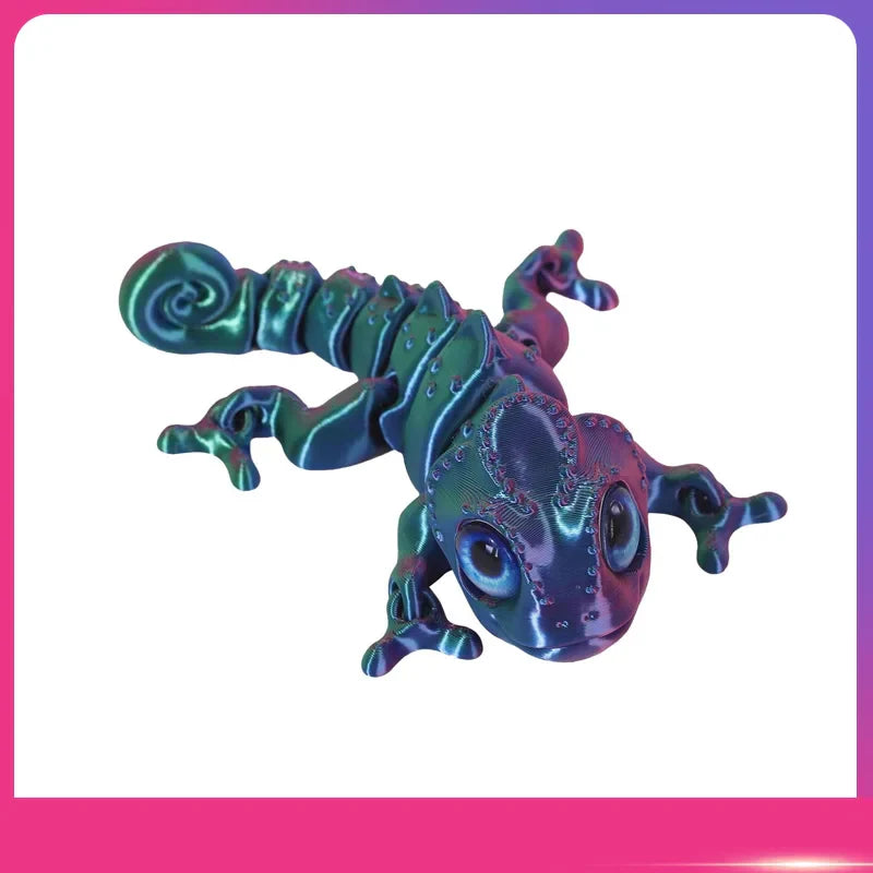 3D Printed Chameleon Figure – Movable Joints & Realistic Eyes