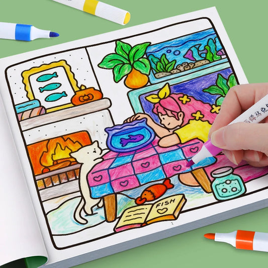 Children's Painted Painting Book Girl Moments Cute Comfy Coloring Peaceful Pleasures Health and Wellness