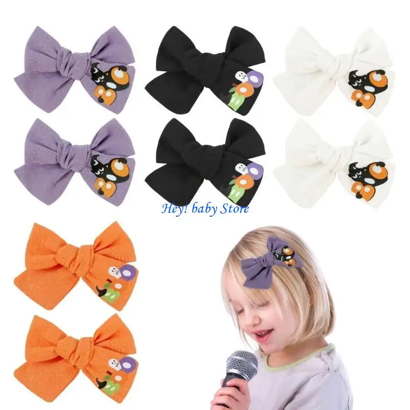 Halloween Bowknot Hair Clips for Baby Girls – 2PCS Barrettes