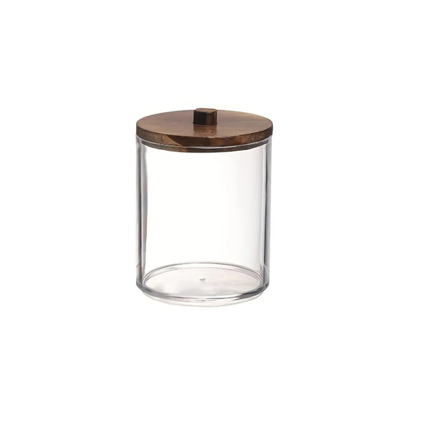 Cotton Swab, Ball & Pad Holder – Clear Apothecary Jar Bathroom Storage Organizer (1 or 3 Pack)