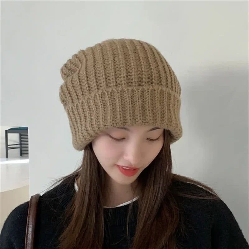 MOONBIFFY Unisex Winter Beanie Knit Wool Hat for Big Heads