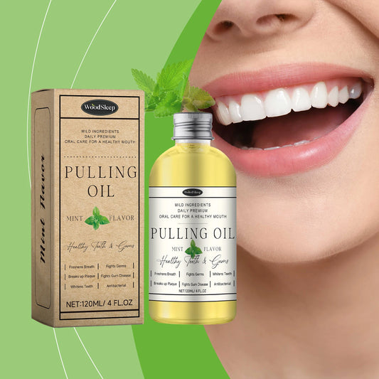 WOODSLEEP Coconut Mint Oil Pulling Mouthwash | Alcohol-Free 120ml Oil Pulling Mouthwash Peaceful Pleasures Health and Wellness