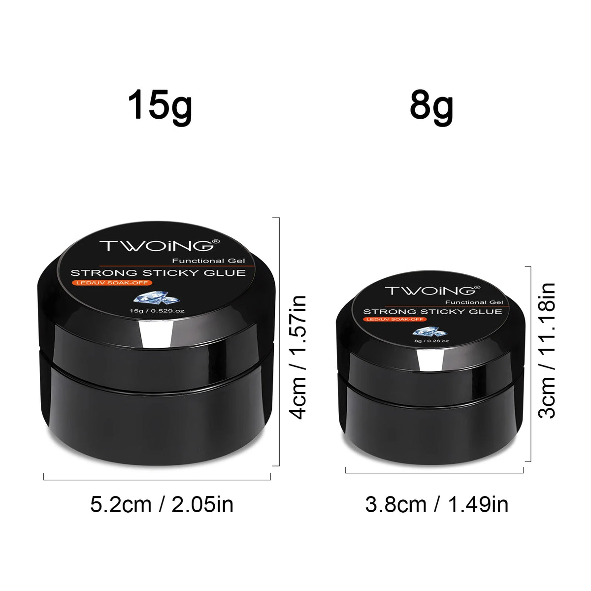 TWOING 8g/15g Super Strong Sticky Nail Glue Gel For Rhinestones Nail Art Decorations No Wipe DIY Gem Adhesive Functional UV Gel Peaceful Pleasures Health and Wellness