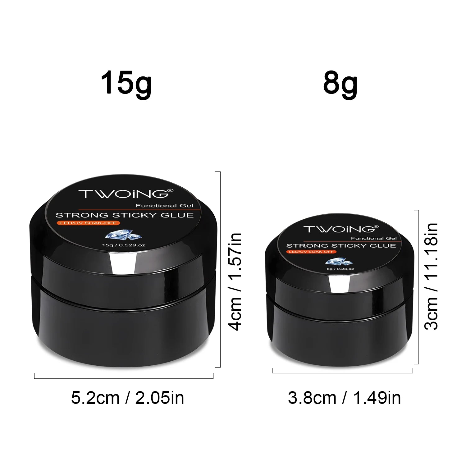 TWOING 8g/15g Super Strong Sticky Nail Glue Gel For Rhinestones Nail Art Decorations No Wipe DIY Gem Adhesive Functional UV Gel Peaceful Pleasures Health and Wellness