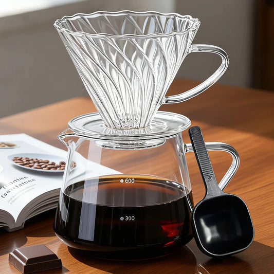 Pour Over Coffee Maker with Coffee Spoon 600ML/20OZ, Heat Resistant Borosilicate Glass Dripper with Filter Holder Peaceful Pleasures Health and Wellness