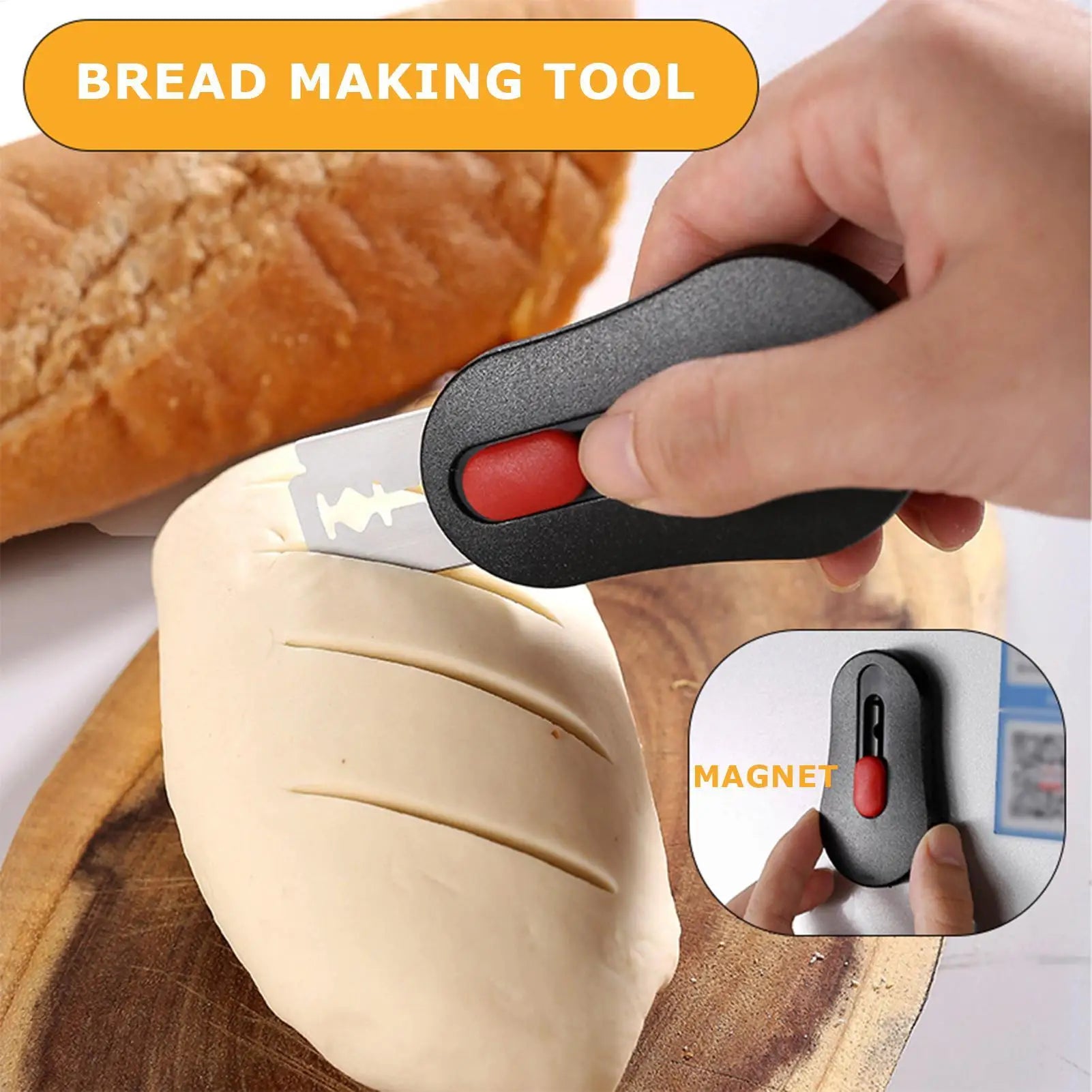 Magnetic Sourdough Scorer Tool Professional Bread Lame Cutter for Dough Scoring Slashing Baking Kitchen Gadgets Supplies Peaceful Pleasures Health and Wellness