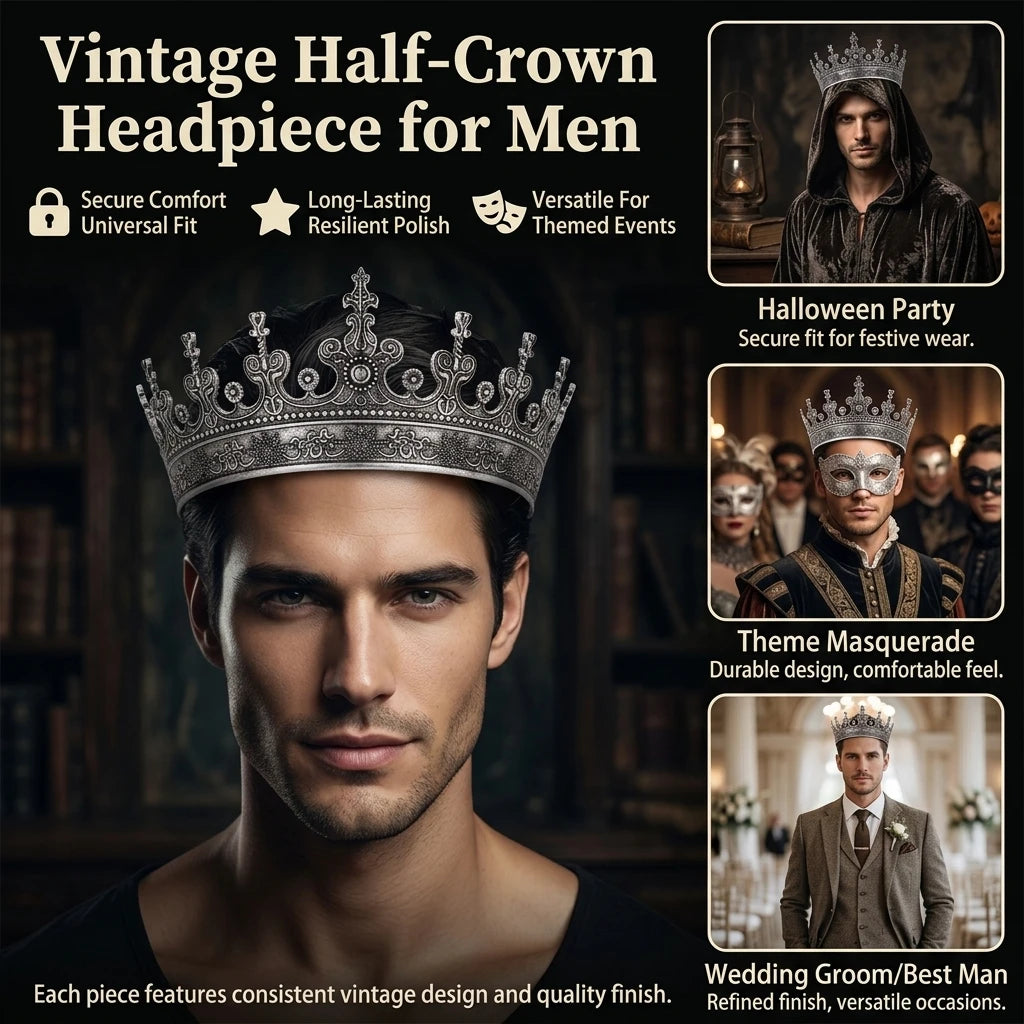 Men's Retro Alloy Crown Headpiece Durable Elegant Design For Weddings Parties Peaceful Pleasures Health and Wellness