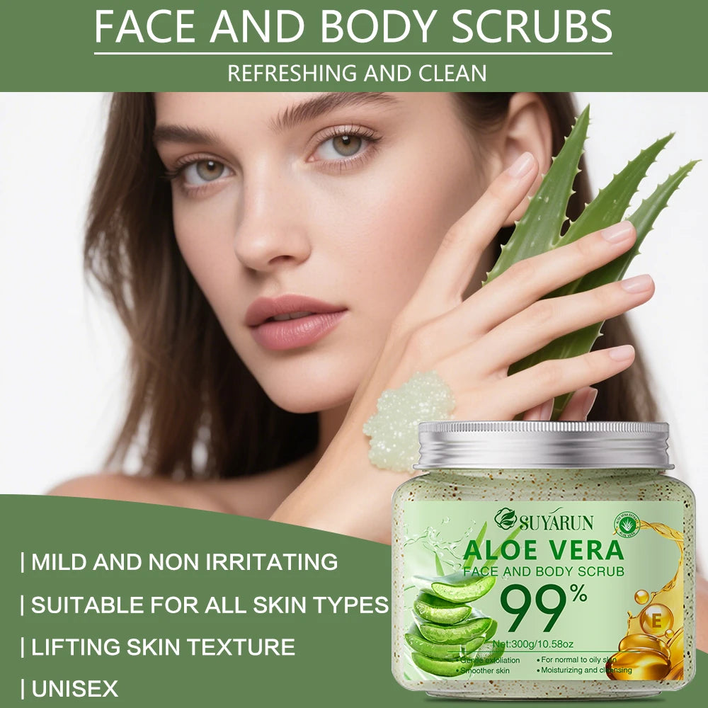 SUYARUN Aloe Vera Body Scrub Exfoliator - Natural Deep Cleansing, Hydrating for Sensitive Skin, Spa Quality Soft Smooth Skin. Peaceful Pleasures Health and Wellness