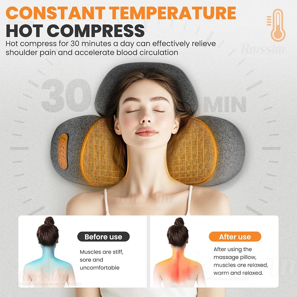 Pillow Massage Neck Hump, Traction Massager with Heat, 3 in 1 Neck Massage Pillow Heated Massages Necks Pillows Heated Traction Peaceful Pleasures Health and Wellness