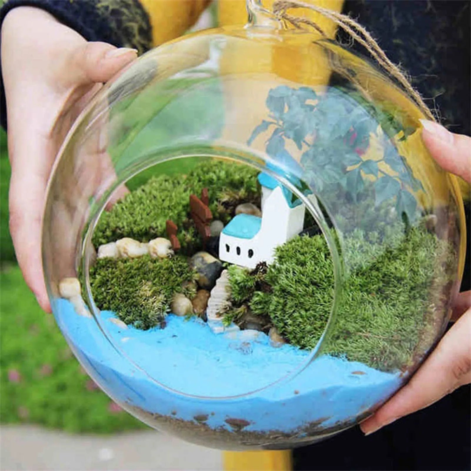 Fillable Bauble Clear Glass Ball Microlandscape Container Open Mouth Plant Pot for Decorating Window or Balcony Peaceful Pleasures Health and Wellness