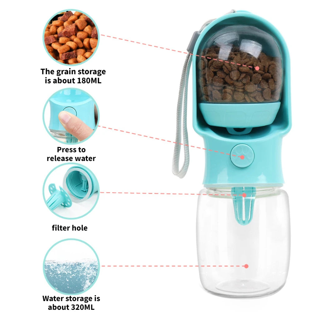 Portable Dog Cat Water Bottle with Storage Food and Water Container for Puppy Pets dogs Feeder Bowl Outdoor Travel Pet supplies Peaceful Pleasures Health and Wellness