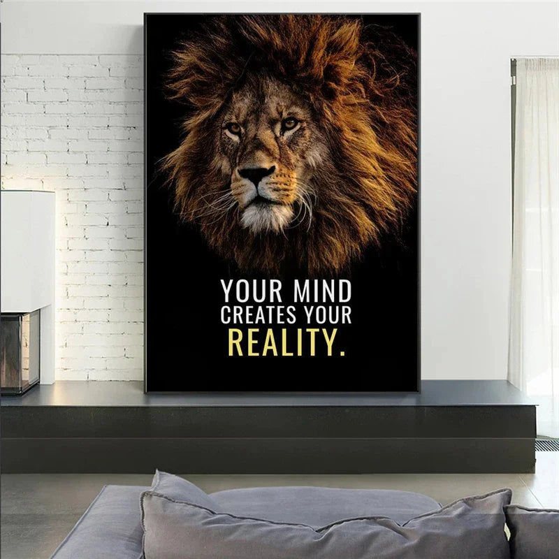 Nordic Lion Tiger Motivational Canvas Wall Art Poster Print Canvas Wall Art Peaceful Pleasures Health and Wellness