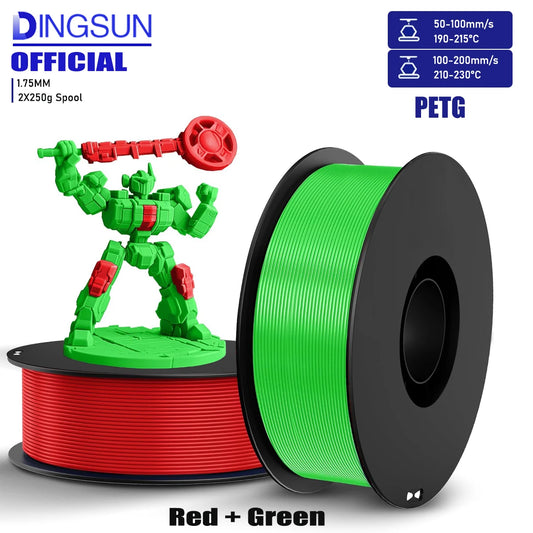 PETG Filament 1.75mm 250g/500g/1kg – Red & Green ±0.02mm 3D Printer Filament Peaceful Pleasures Health and Wellness 2 Color set