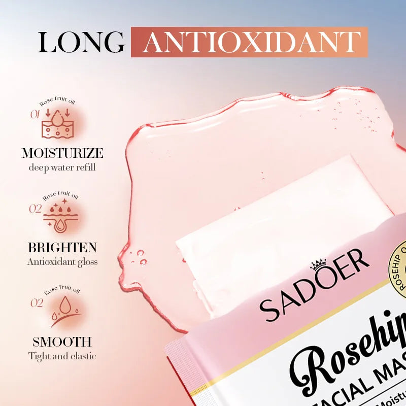 SADOER Rosehip Face Mask – Moisturizing, Anti-Wrinkle Sheet Mask