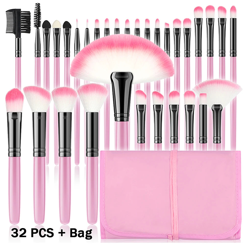 RUNTOIN 32-Piece Makeup Brush Set – Soft Fluffy Professional Kit