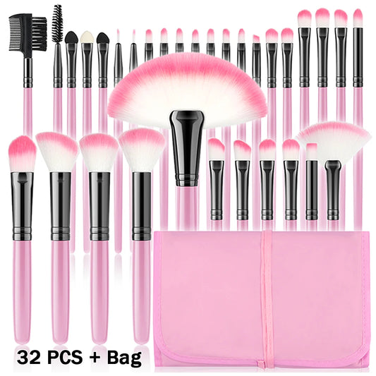 RUNTOIN 32-Piece Makeup Brush Set – Soft Fluffy Professional Kit Makeup Brush Set Peaceful Pleasures Health and Wellness JDK-32PU
