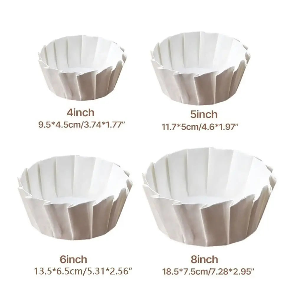 50-Pack Disposable Basque Cake Liners | Oilproof 4/6/8 Inch