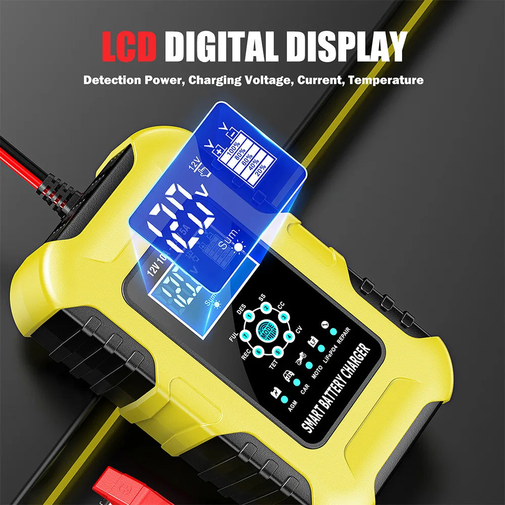 12V/10A 24V/5A Car Battery Charger Full Automatic Smart AGM Wet Battery Maintainer Portable Trickle Charger Peaceful Pleasures Health and Wellness