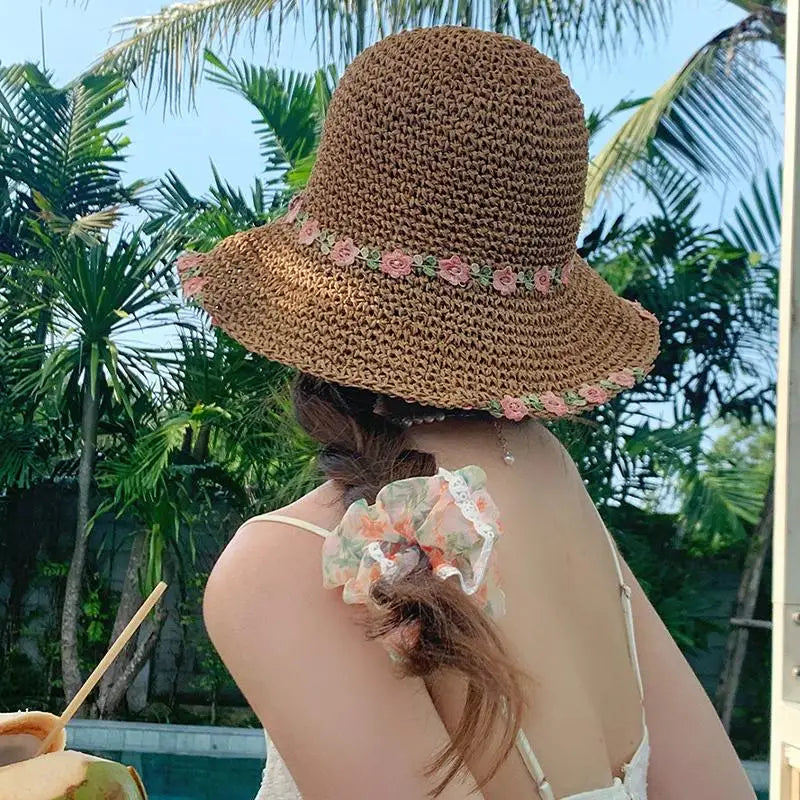 Women's Foldable Wide Brim Straw Sun Hat | UV Beach Hat