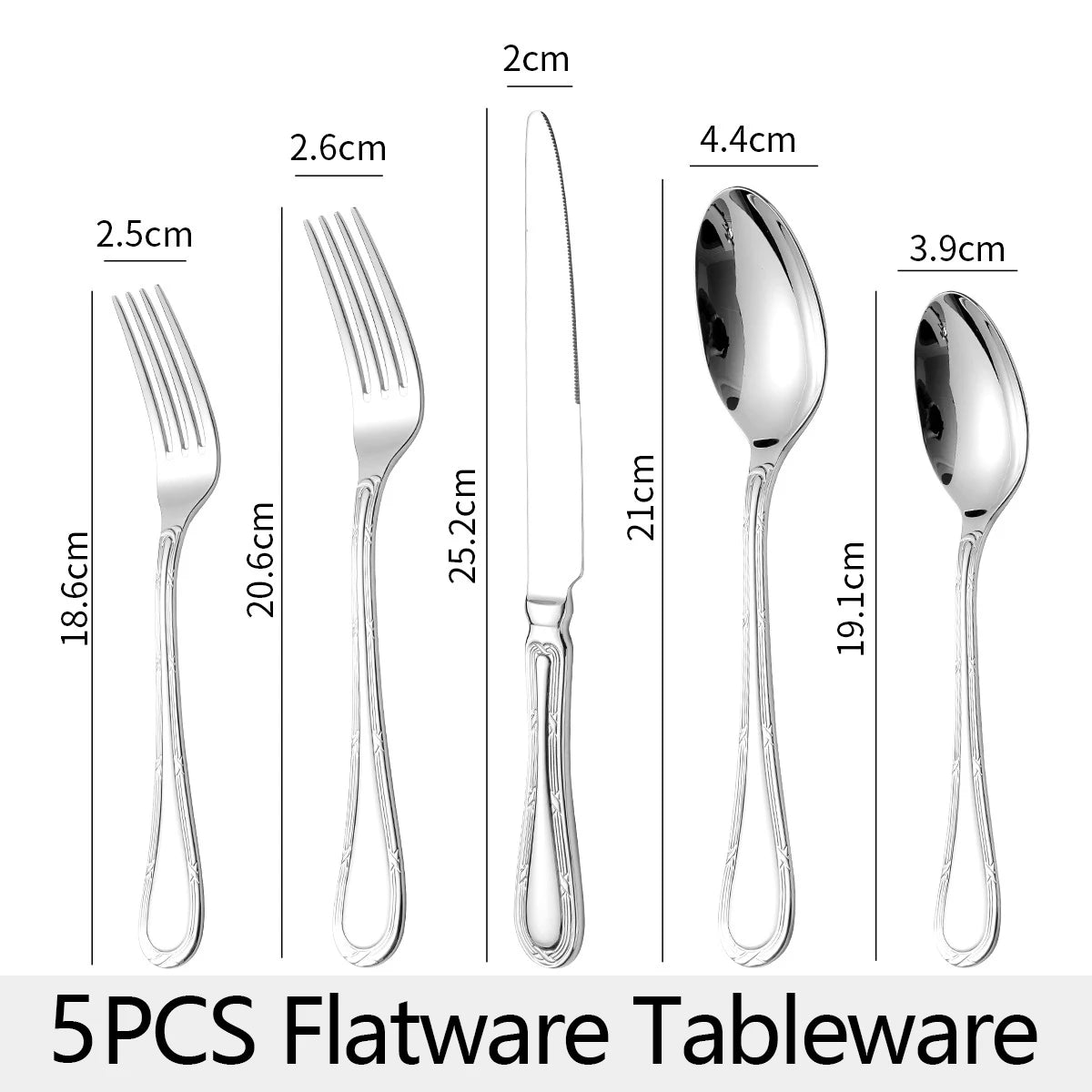 Luxury 18/10 Stainless Steel Flatware Set – Mirror-Polished Heavy Weight Cutlery (4 or 5-Piece)