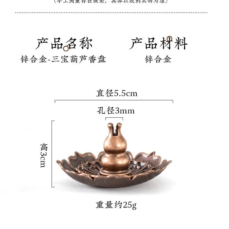 Brass Incense Burner Holder for Incense Stick Coil Bottle Gourd Shaped Copper Incense Holder Copper Censer 모기향 거치홀더 방향제 Peaceful Pleasures Health and Wellness type24