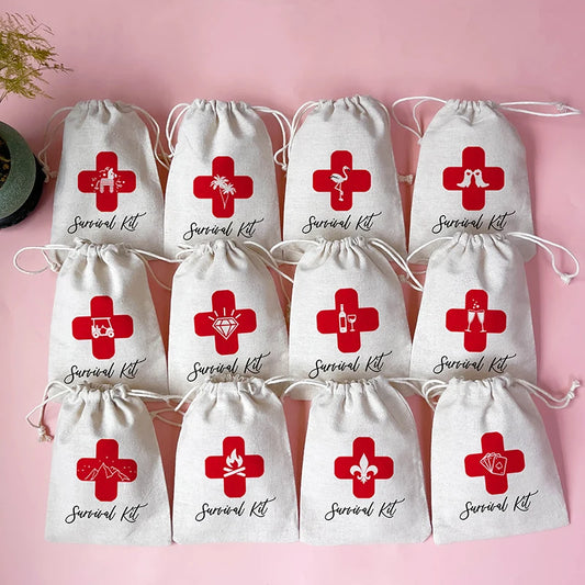 5pc Bachelorette Hangover Survival Kit Bags | Hen Party Gifts Party Favor Bags Peaceful Pleasures Health and Wellness