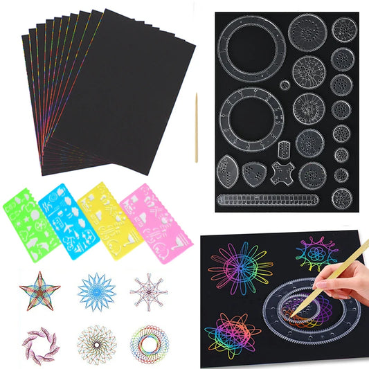 Classic Gear Spirograph Drawing Geometric Painting Stencils Rulers Peaceful Pleasures Health and Wellness