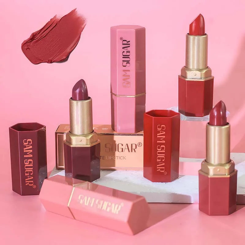 Pearlescent Pink Glitter Velvet Lipstick | Metallic Waterproof