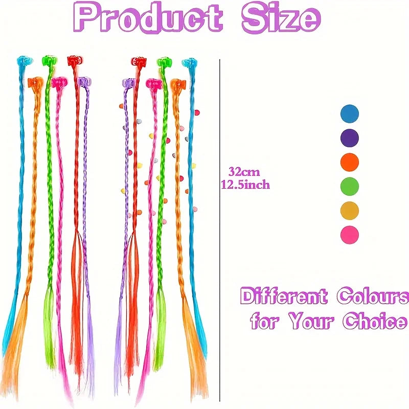 18-Piece Kids Colorful Hair Extensions with Bobby Pins Hair Extension Peaceful Pleasures Health and Wellness