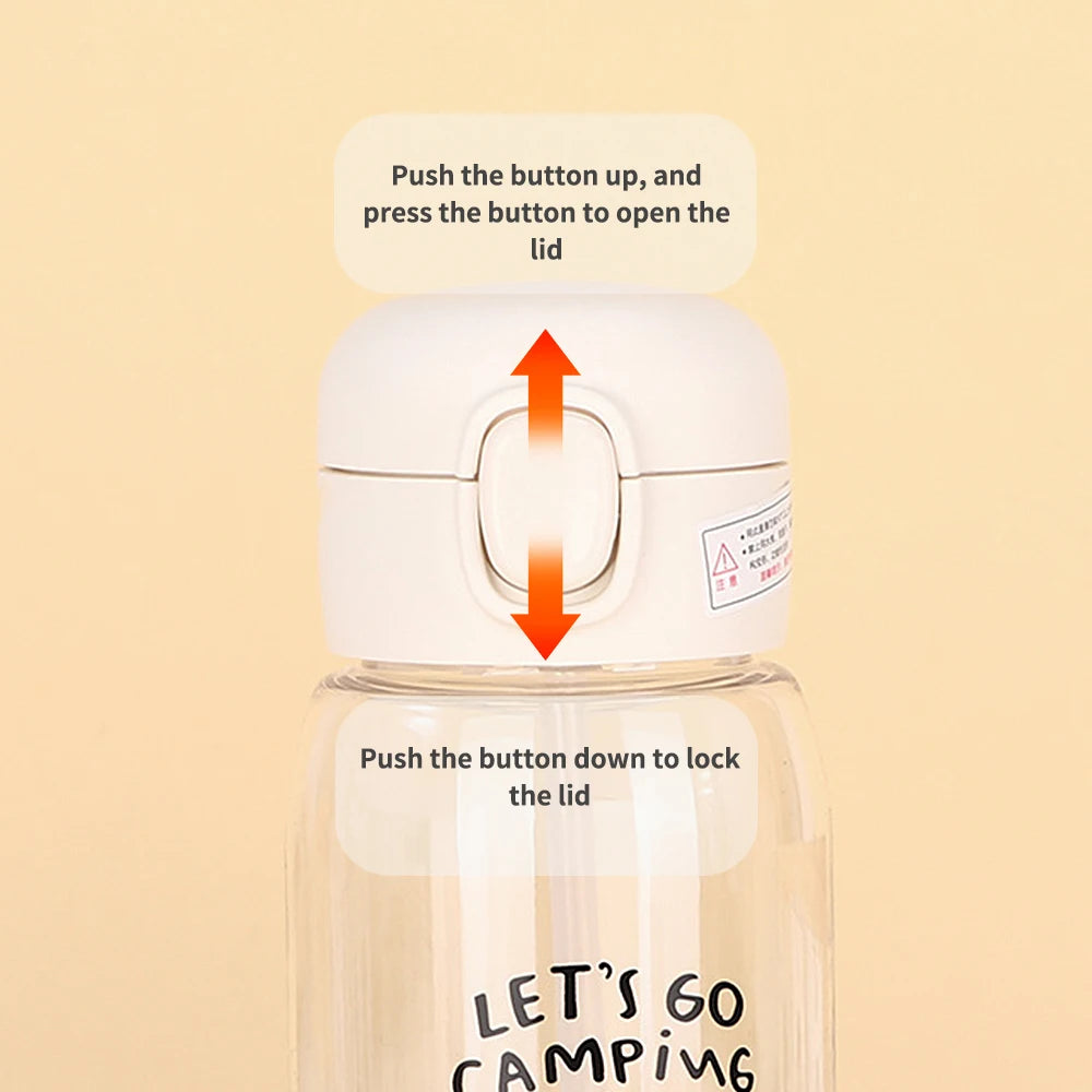 520-600ML Transparent Creative Printed Plastic Water Bottle Bouncing Straw Sports Cup Outdoor Travel Portable Water Bottle Regal Peaceful Pleasures Health and Wellness