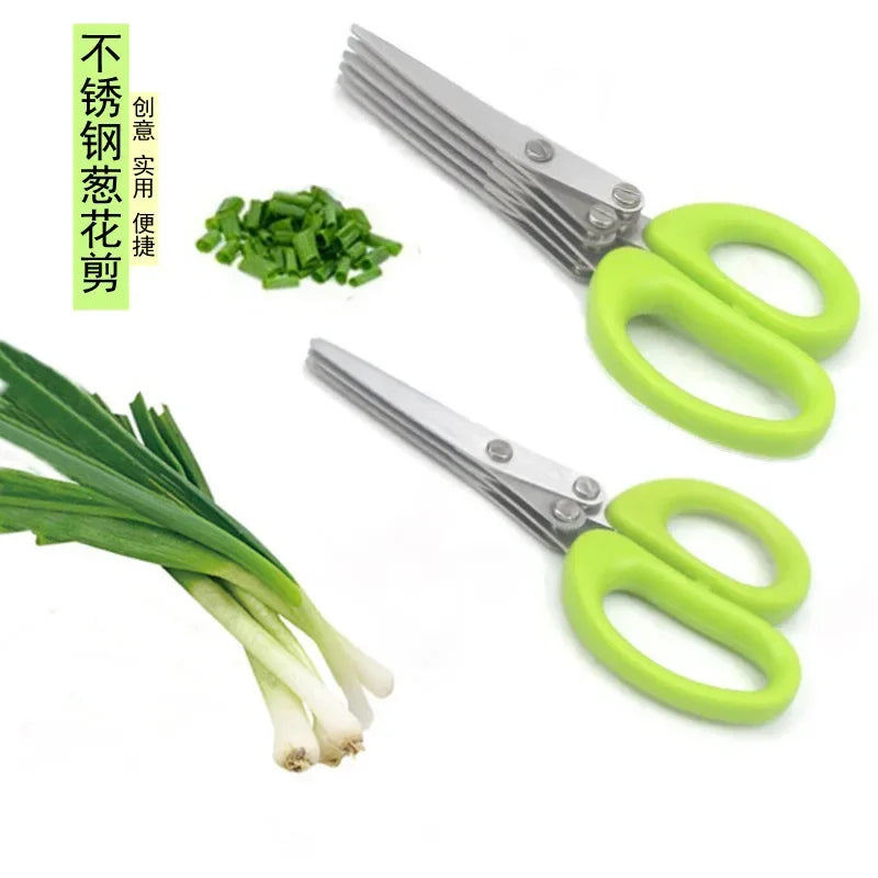 Muti-Layers Kitchen Scissors Stainless Steel Vegetable Cutter Scallion Herb Laver Spices Cooking Tool Cut Kitchen Accessories Peaceful Pleasures Health and Wellness
