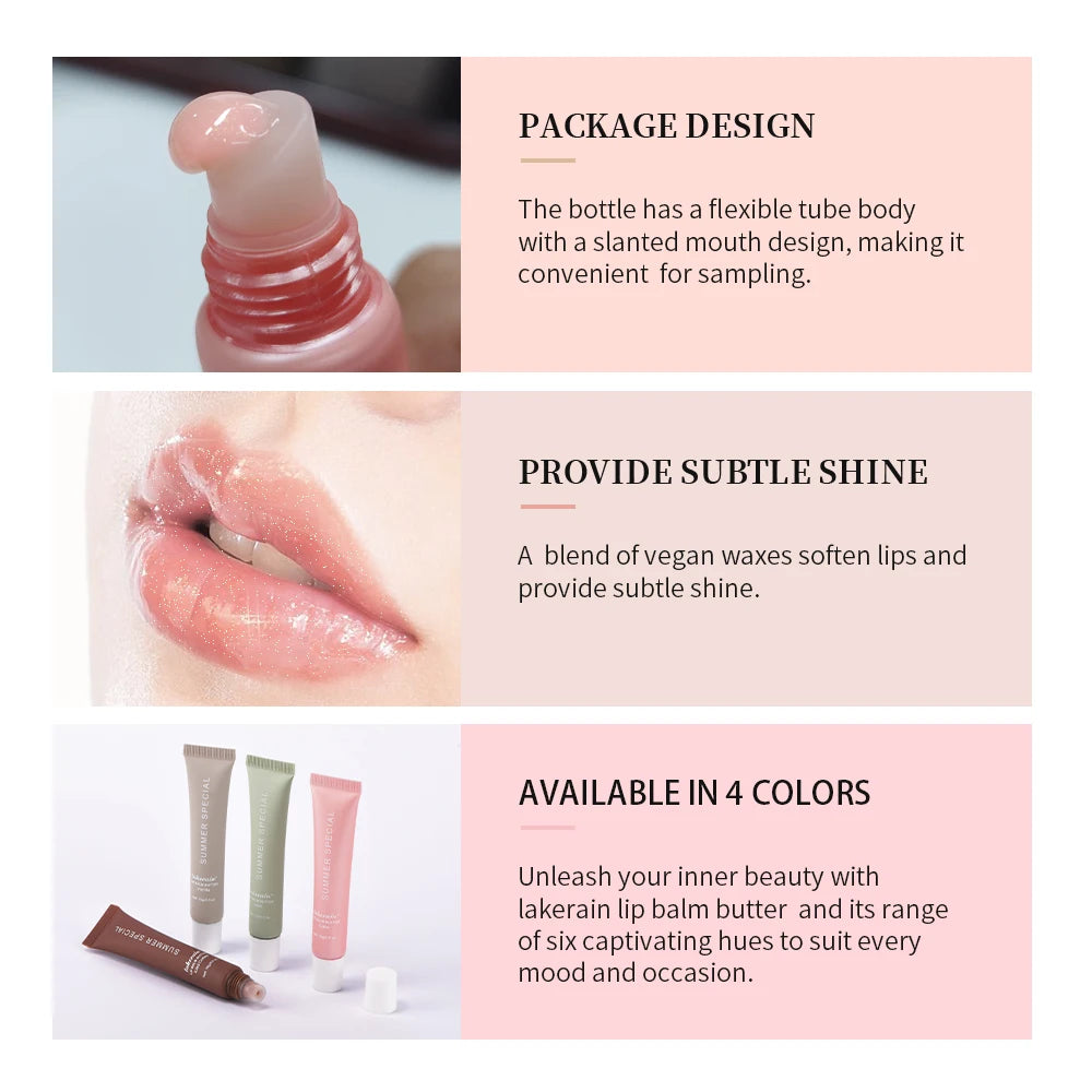 Moisturizing Lip Butter Balm 4 Counts/set Hydrating Lip Balm Plumping Lip Oil Lip Stick Glossy Lip Glaze Stick Plumping Lip Cosm Peaceful Pleasures Health and Wellness