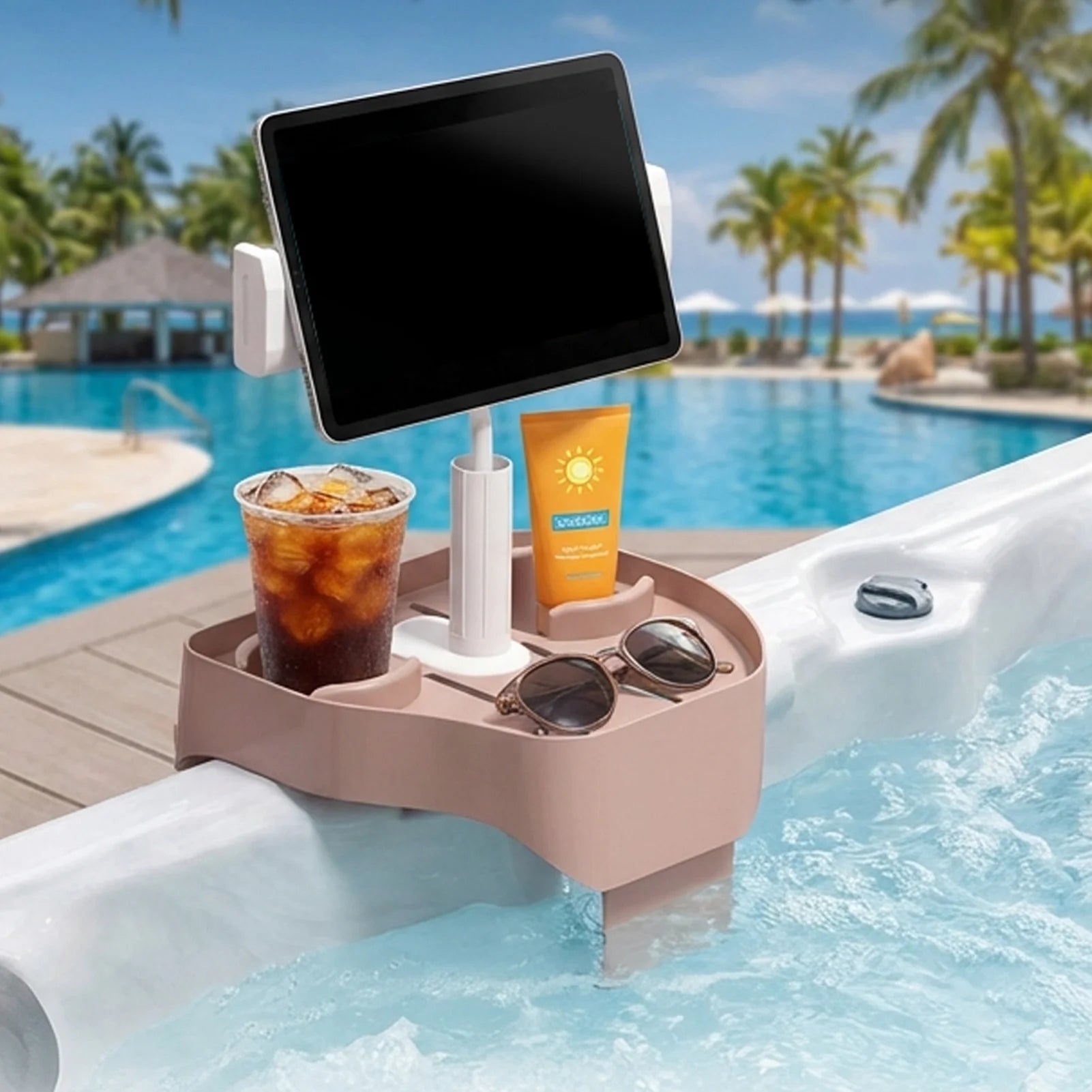 3 in 1 Pool Hot Tub with Cup Holder and Phone Mount Multifunctional Design for Swimming Pool Spa Hot Tub Bath Relaxation Peaceful Pleasures Health and Wellness